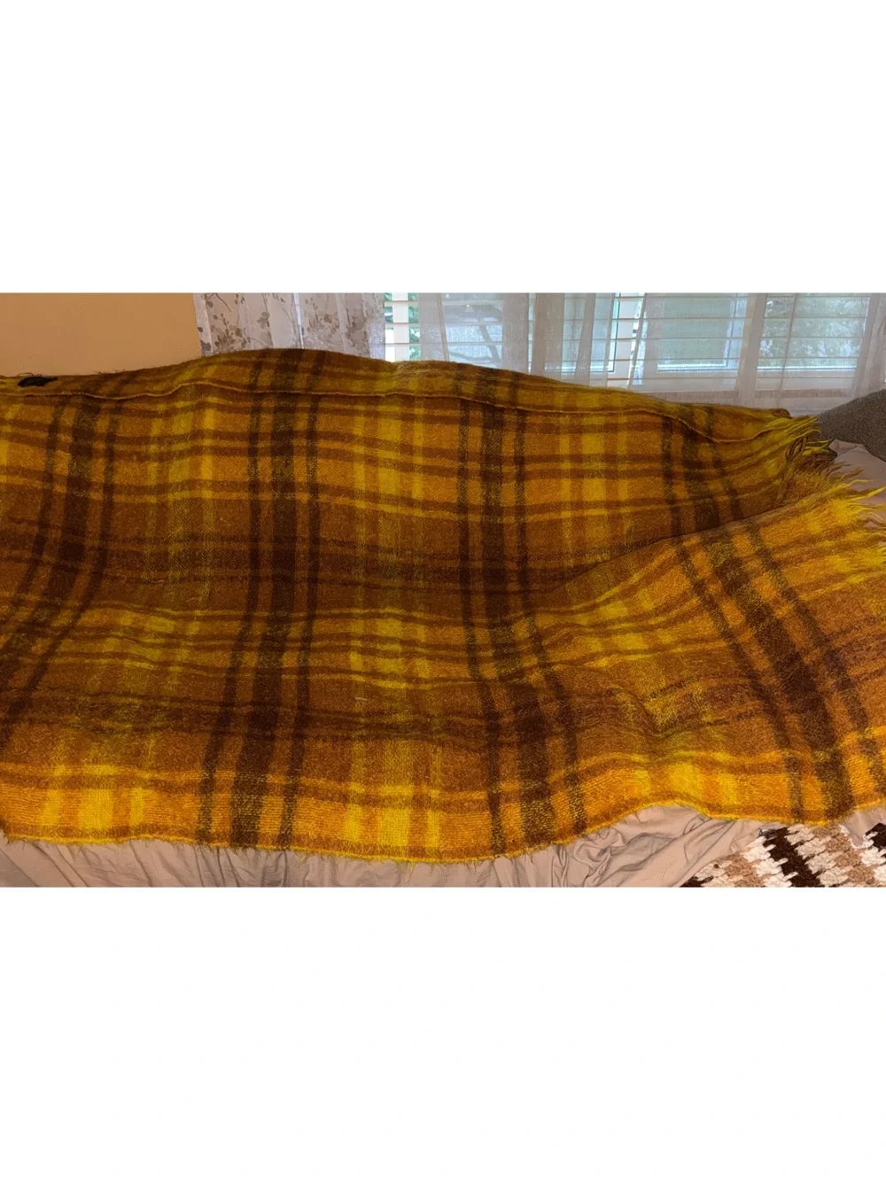 Vtg Heather Brae Scottish Mohair Wool Plaid Throw Blanket Tweedvale Rug
